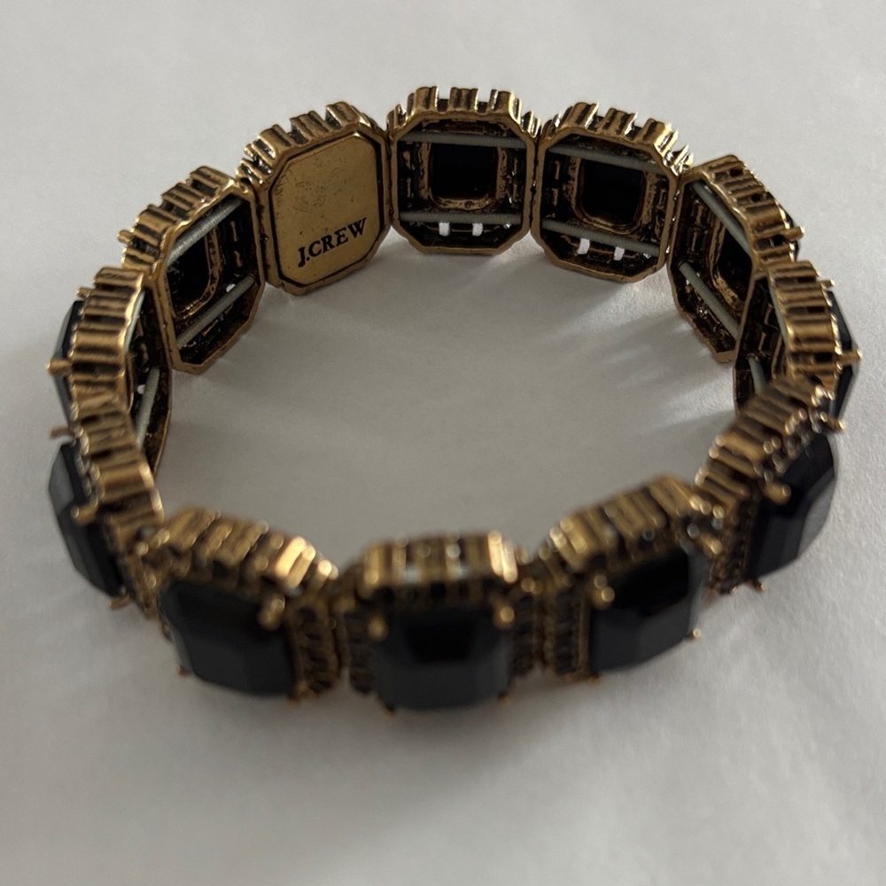 J. Crew Black and Gold Geometric Elastic Bracelet